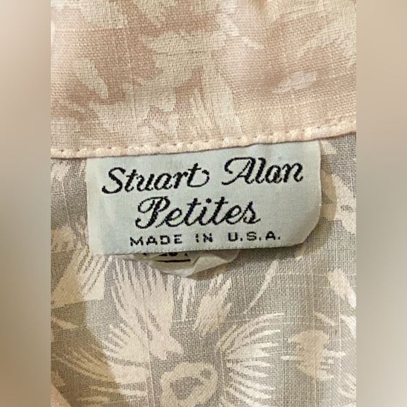 Vintage 80s sheer patterned shirt dress chest pockets size 10 - Picture 3 of 9